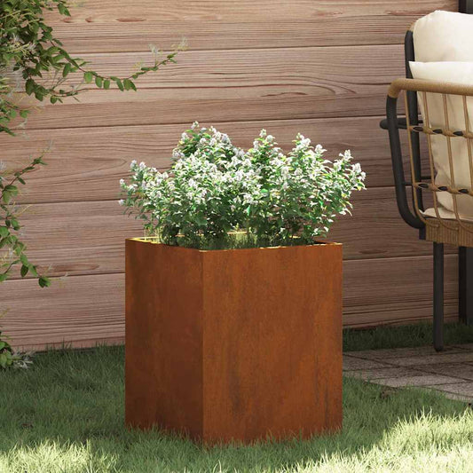 Vaso da giardino Marrone 32 x 32 x 40 cm Acciaio invecchiato