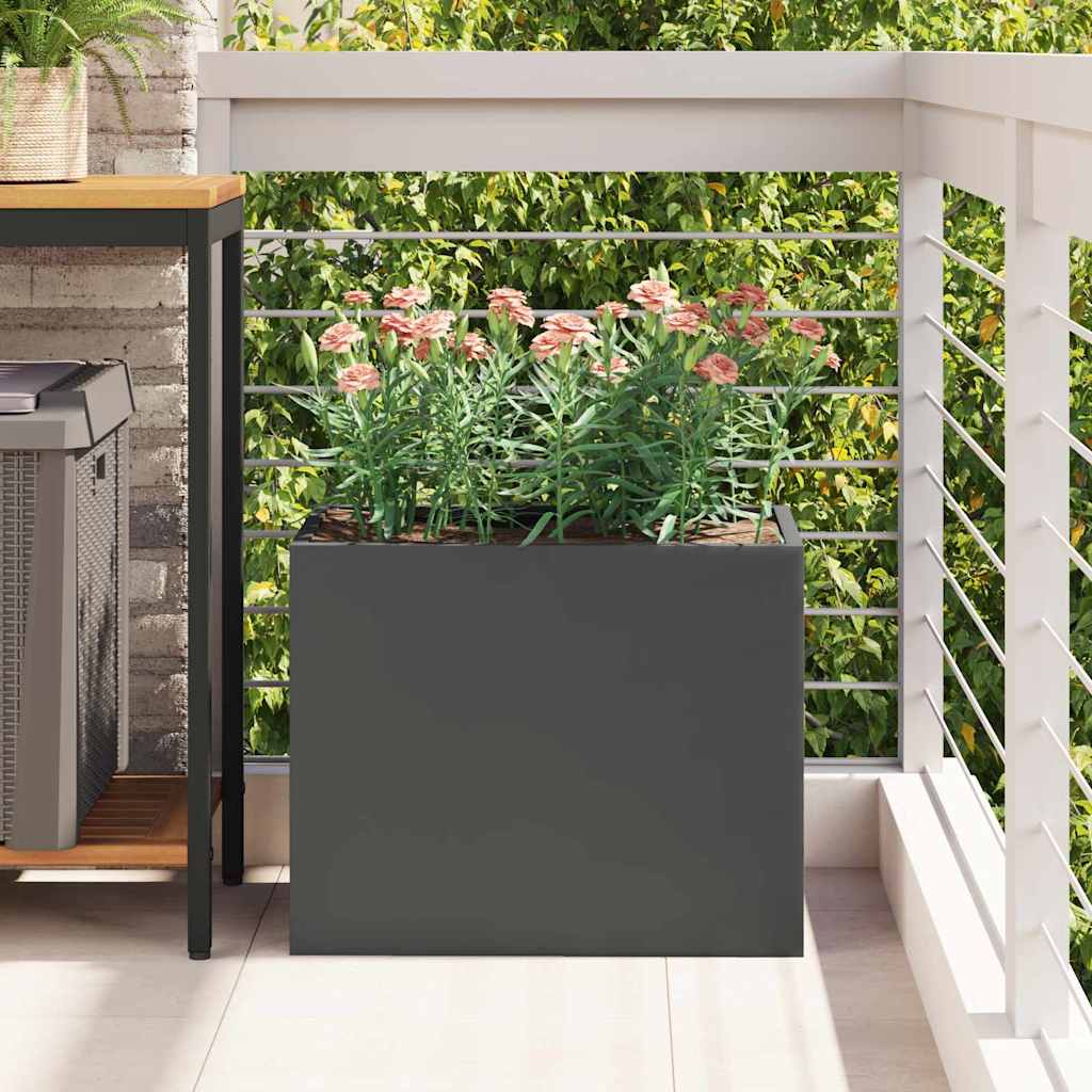 Vaso da giardino Nero 50 x 32 x 40 cm Acciaio laminato a freddo