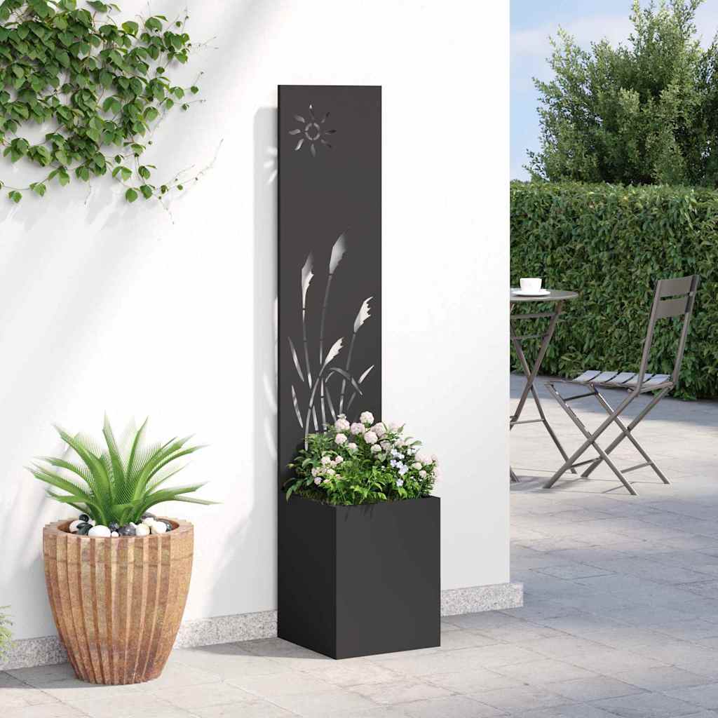 Vaso da Giardino con Pannello Decorativo Nero 32 x 140 cm