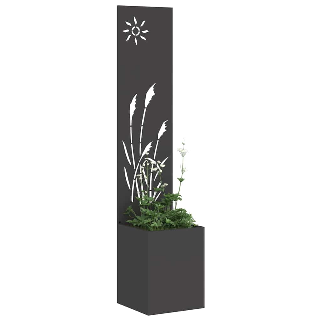 Vaso da Giardino con Pannello Decorativo Nero 32 x 140 cm