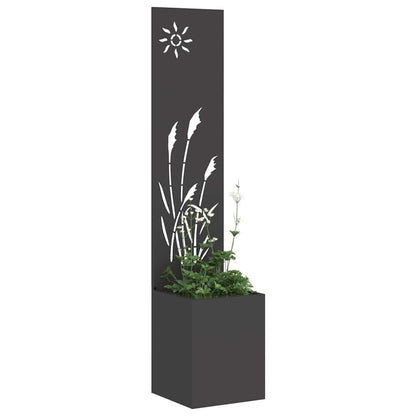 Vaso da Giardino con Pannello Decorativo Nero 32 x 140 cm