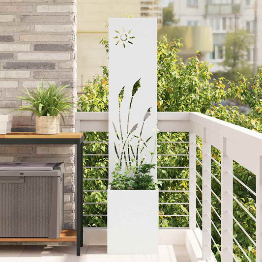Vaso da Giardino con Pannello Decorativo Bianco 32 x 140 cm