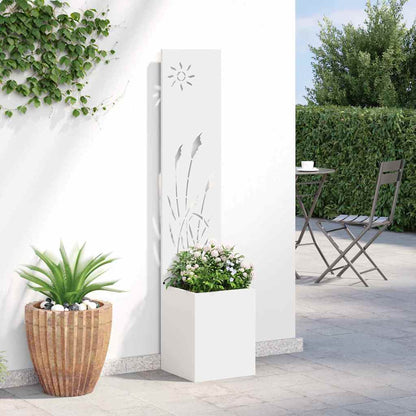 Vaso da Giardino con Pannello Decorativo Bianco 32 x 140 cm