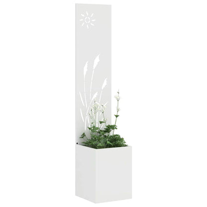 Vaso da Giardino con Pannello Decorativo Bianco 32 x 140 cm
