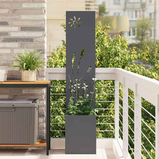 Vaso da Giardino con Pannello Decorativo Antracite 32 x 140 cm