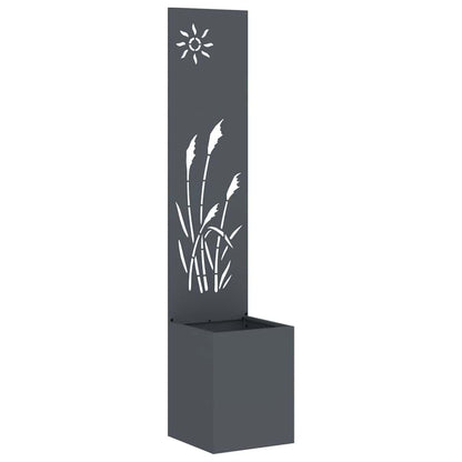 Vaso da Giardino con Pannello Decorativo Antracite 32 x 140 cm