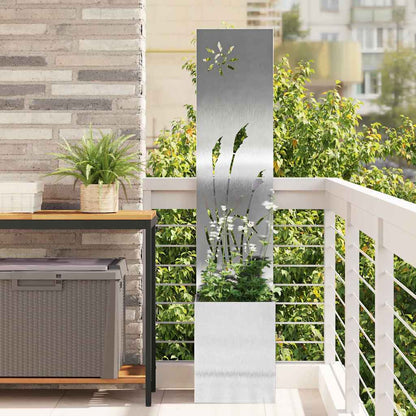 Vaso da Giardino con Pannello Decorativo Argento 32 x 140 cm