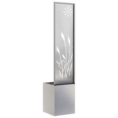 Vaso da Giardino con Pannello Decorativo Argento 32 x 140 cm