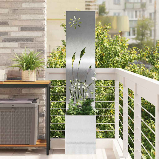 Vaso da Giardino con Pannello Decorativo Argento 32 x 140 cm