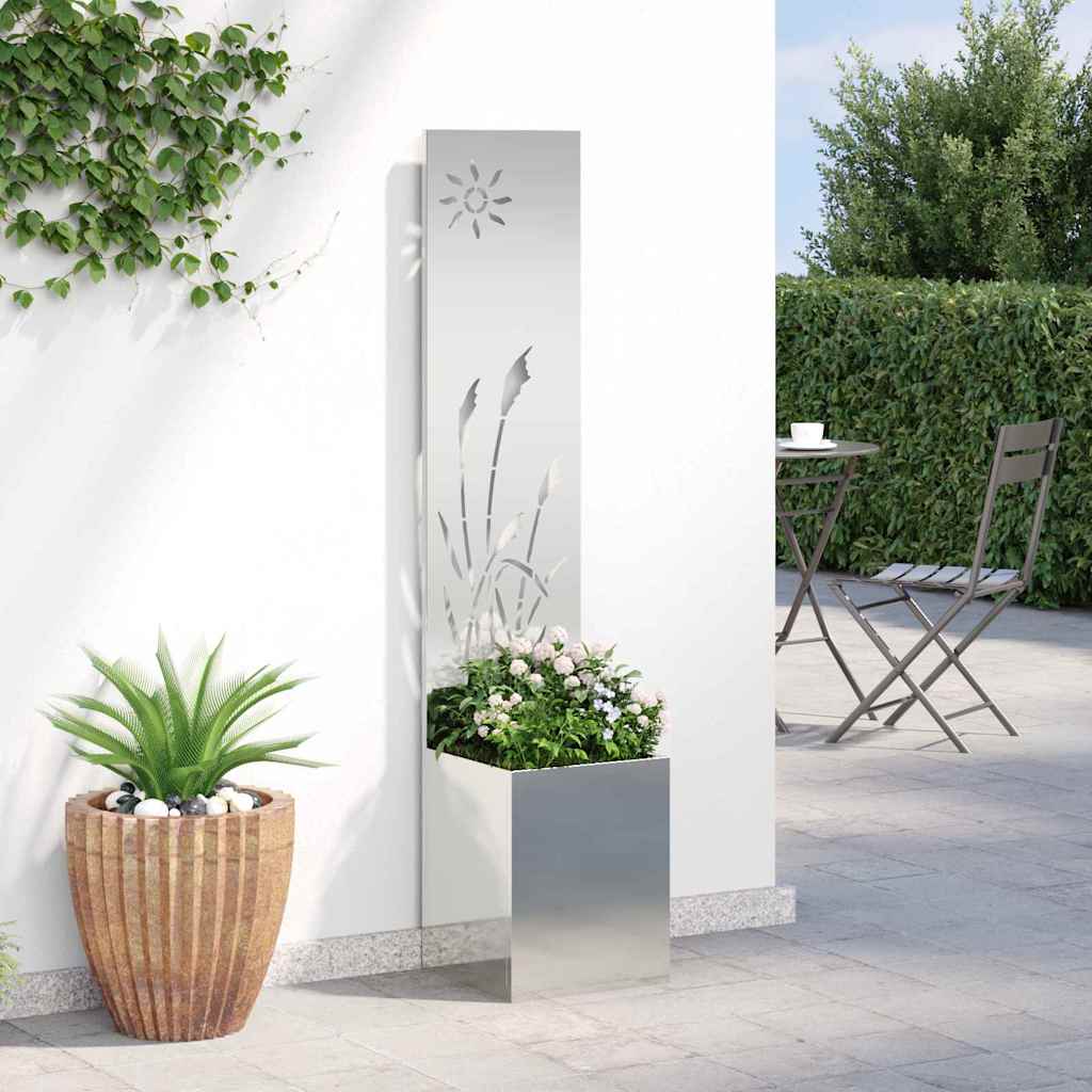 Vaso da Giardino con Pannello Decorativo Argento 32 x 140 cm