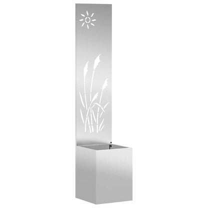 Vaso da Giardino con Pannello Decorativo Argento 32 x 140 cm
