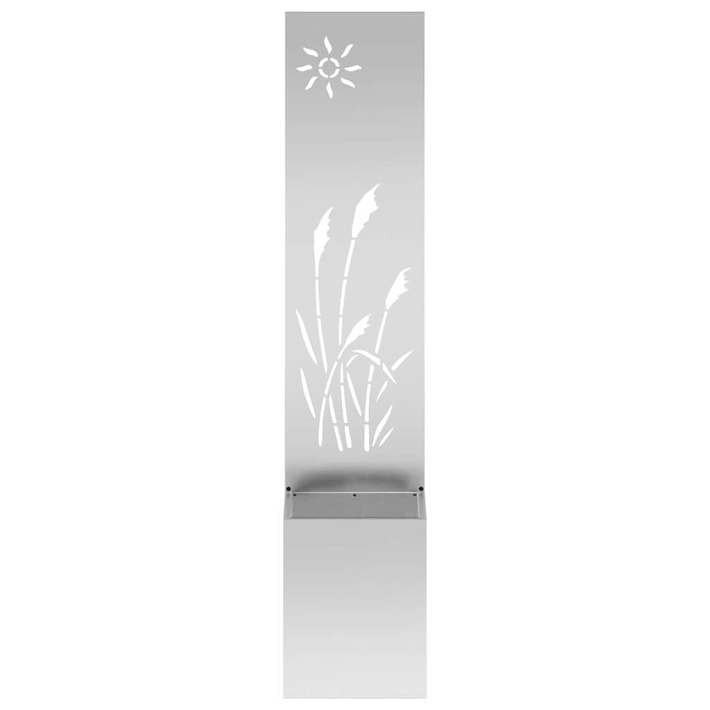 Vaso da Giardino con Pannello Decorativo Argento 32 x 140 cm