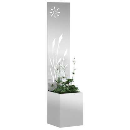 Vaso da Giardino con Pannello Decorativo Argento 32 x 140 cm