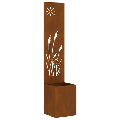 Vaso da Giardino con Pannello Decorativo Ruggine 32 x 140 cm