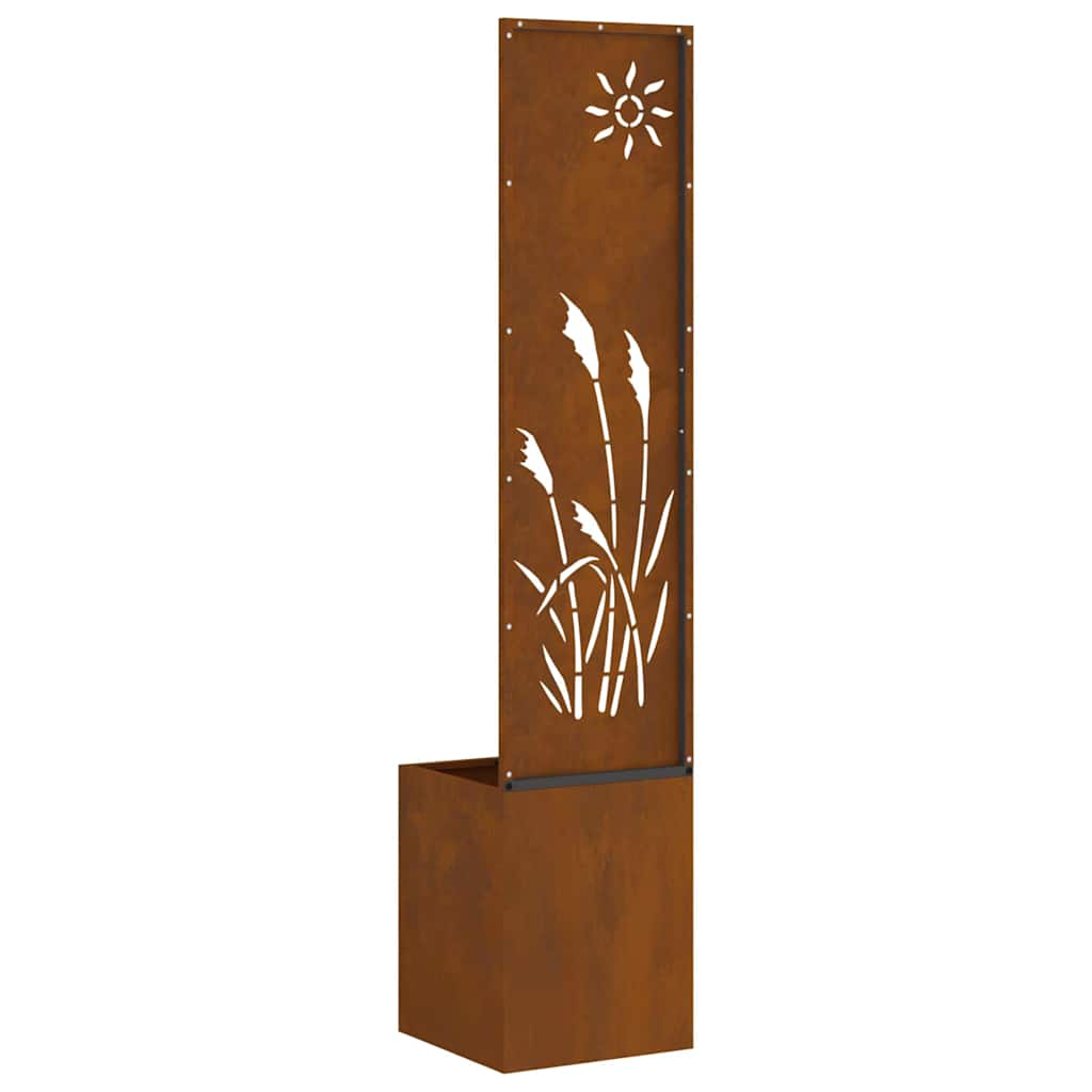 Vaso da Giardino con Pannello Decorativo Ruggine 32 x 140 cm