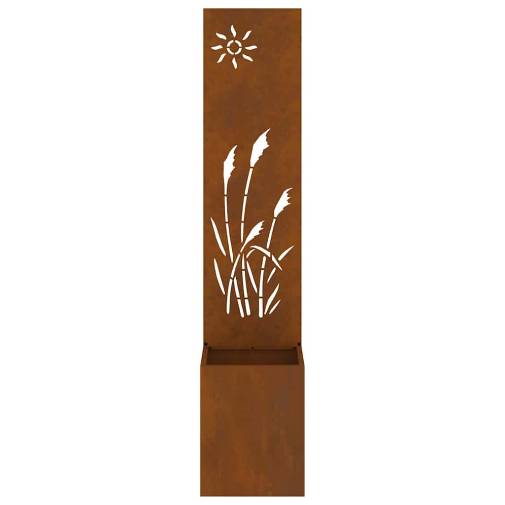 Vaso da Giardino con Pannello Decorativo Ruggine 32 x 140 cm