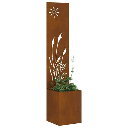 Vaso da Giardino con Pannello Decorativo Ruggine 32 x 140 cm