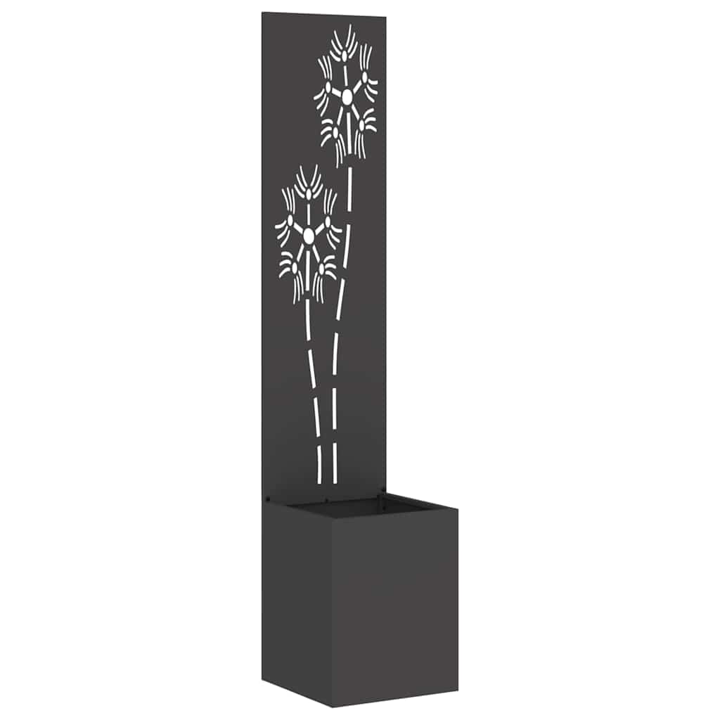 Vaso da Giardino con Pannello Decorativo Nero 32 x 140 cm