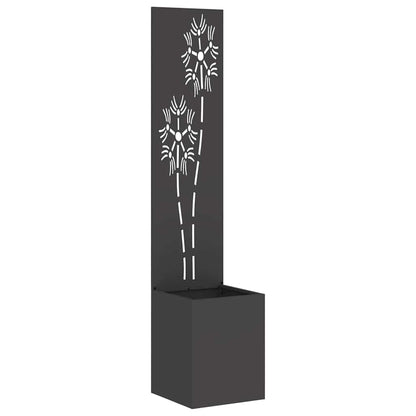 Vaso da Giardino con Pannello Decorativo Nero 32 x 140 cm