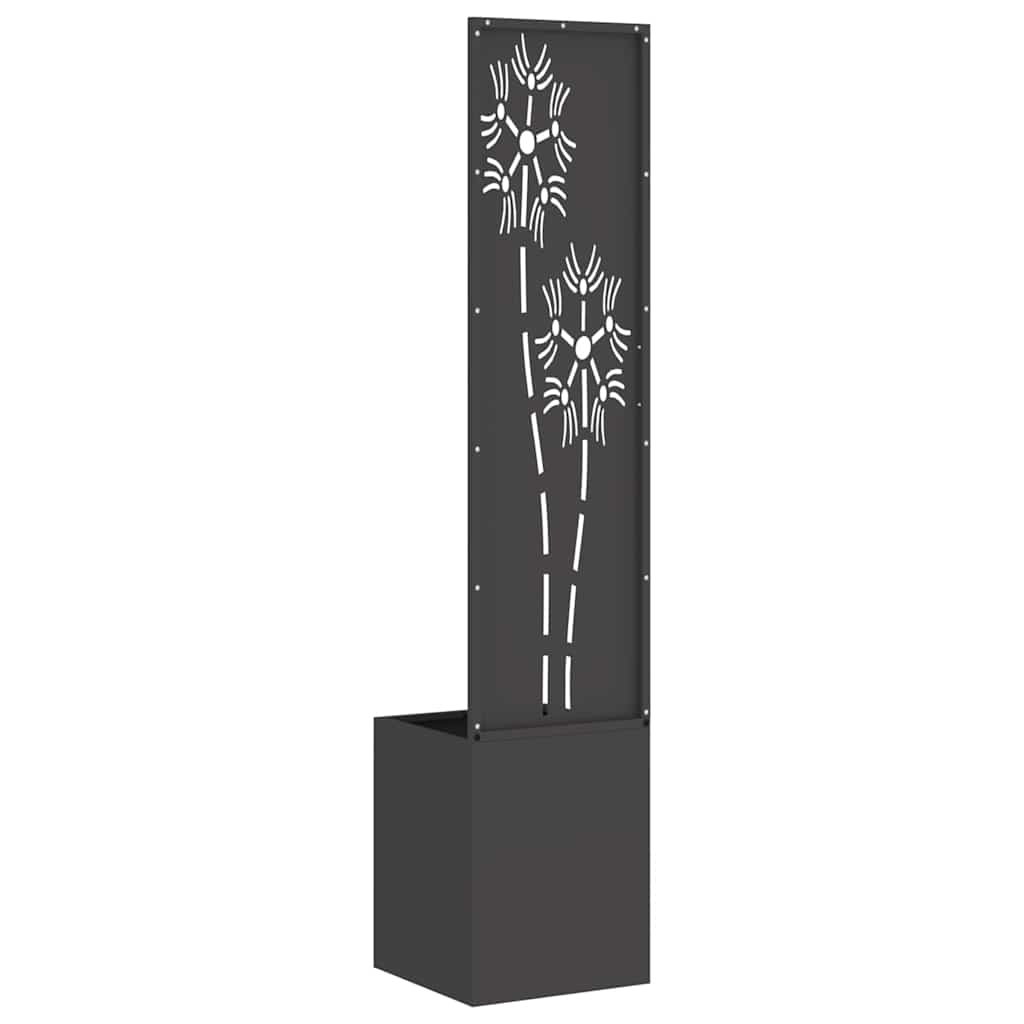 Vaso da Giardino con Pannello Decorativo Nero 32 x 140 cm