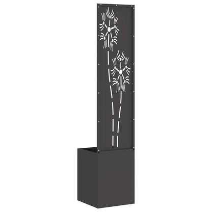 Vaso da Giardino con Pannello Decorativo Nero 32 x 140 cm