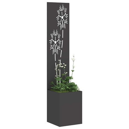 Vaso da Giardino con Pannello Decorativo Nero 32 x 140 cm