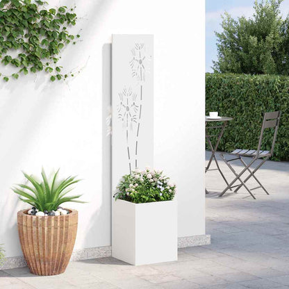 Vaso da Giardino con Pannello Decorativo Bianco 32 x 140 cm