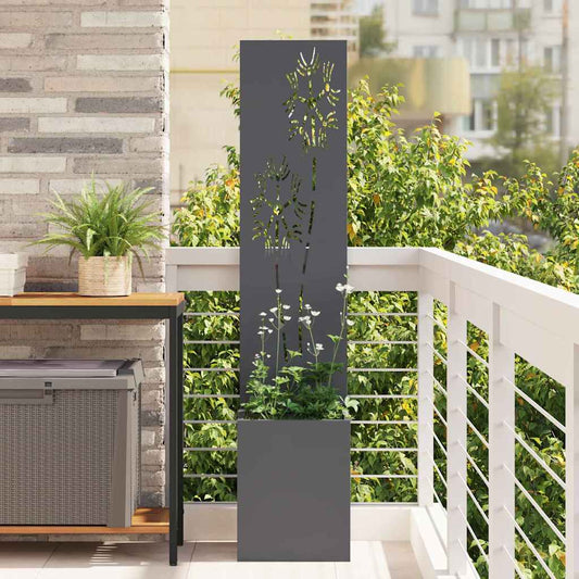 Vaso da Giardino con Pannello Decorativo Antracite 32 x 140 cm