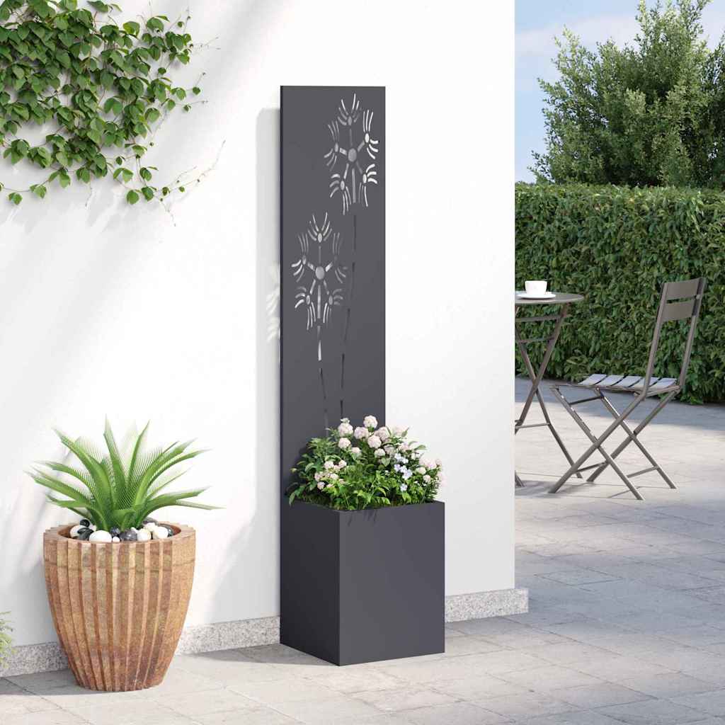 Vaso da Giardino con Pannello Decorativo Antracite 32 x 140 cm
