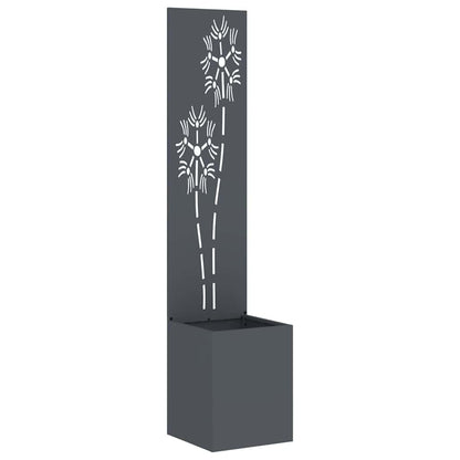 Vaso da Giardino con Pannello Decorativo Antracite 32 x 140 cm