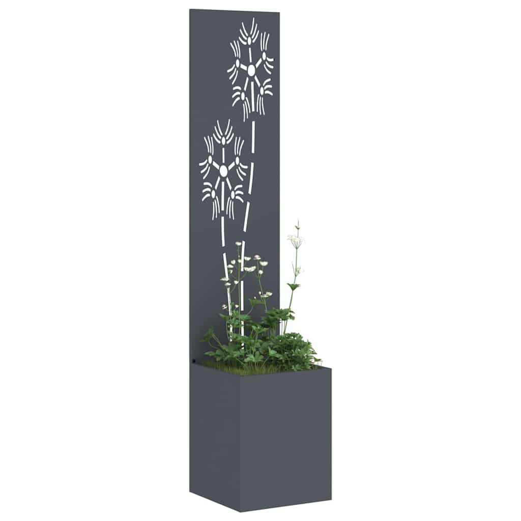 Vaso da Giardino con Pannello Decorativo Antracite 32 x 140 cm