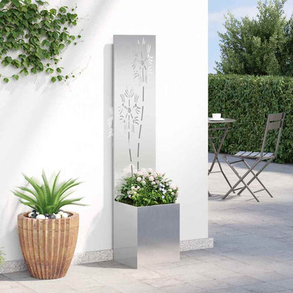 Vaso da Giardino con Pannello Decorativo Argento 32 x 140 cm