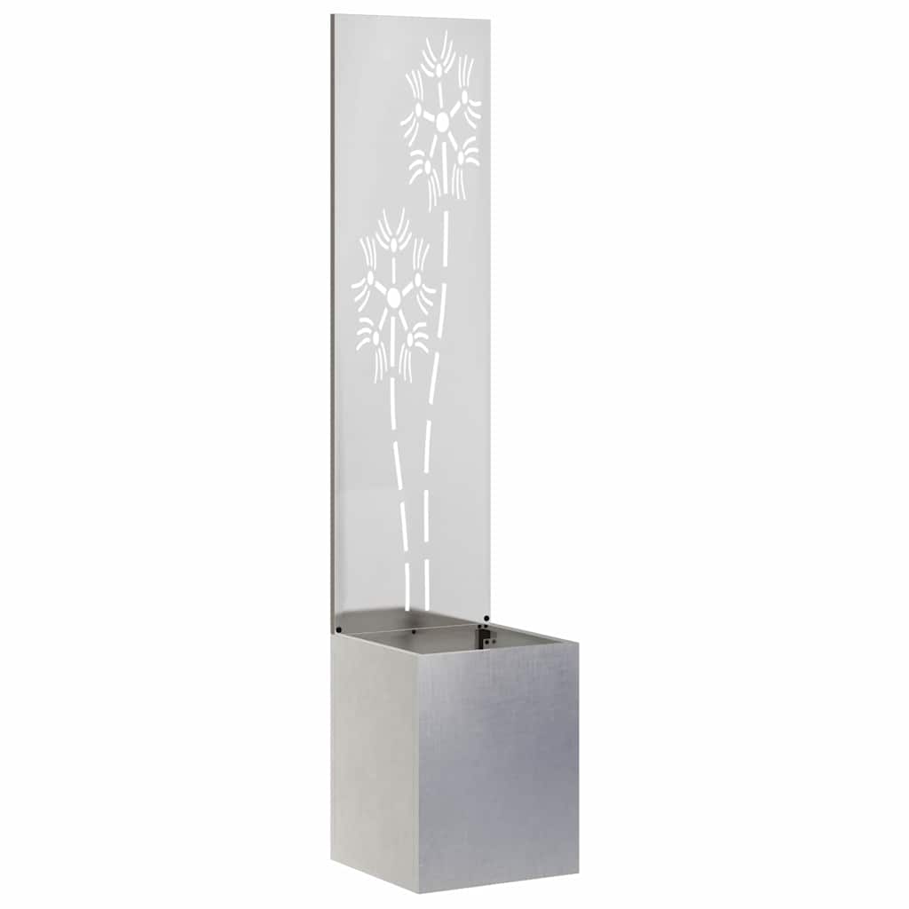 Vaso da Giardino con Pannello Decorativo Argento 32 x 140 cm