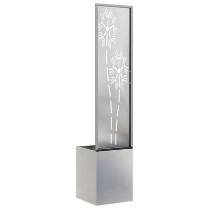 Vaso da Giardino con Pannello Decorativo Argento 32 x 140 cm