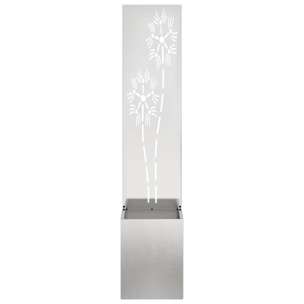 Vaso da Giardino con Pannello Decorativo Argento 32 x 140 cm
