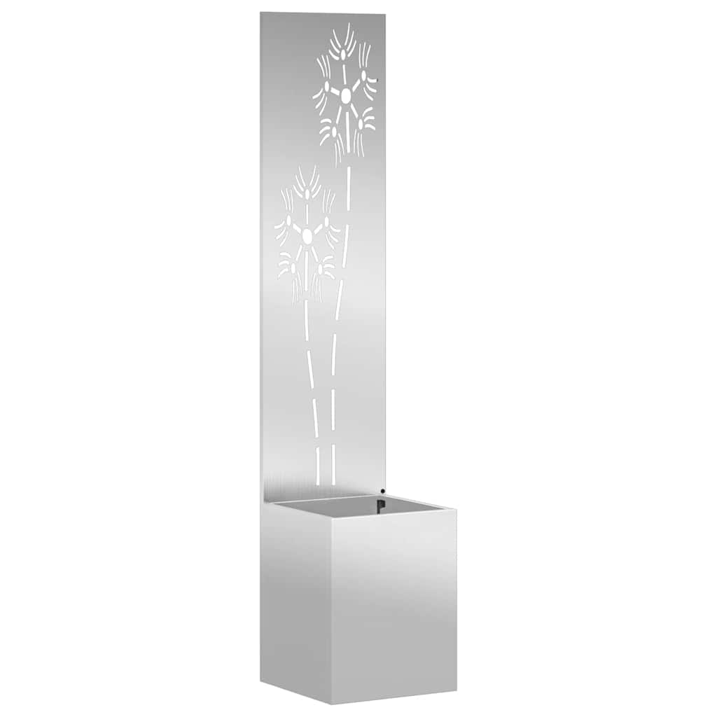 Vaso da Giardino con Pannello Decorativo Argento 32 x 140 cm