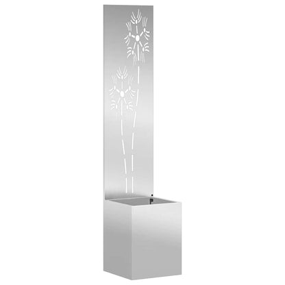 Vaso da Giardino con Pannello Decorativo Argento 32 x 140 cm