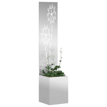 Vaso da Giardino con Pannello Decorativo Argento 32 x 140 cm