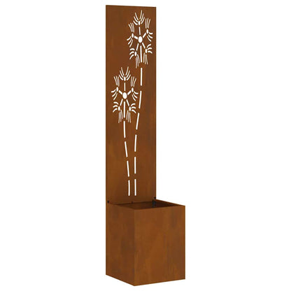 Vaso da Giardino con Pannello Decorativo Ruggine 32 x 140 cm