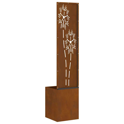 Vaso da Giardino con Pannello Decorativo Ruggine 32 x 140 cm