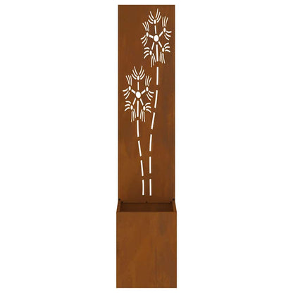 Vaso da Giardino con Pannello Decorativo Ruggine 32 x 140 cm