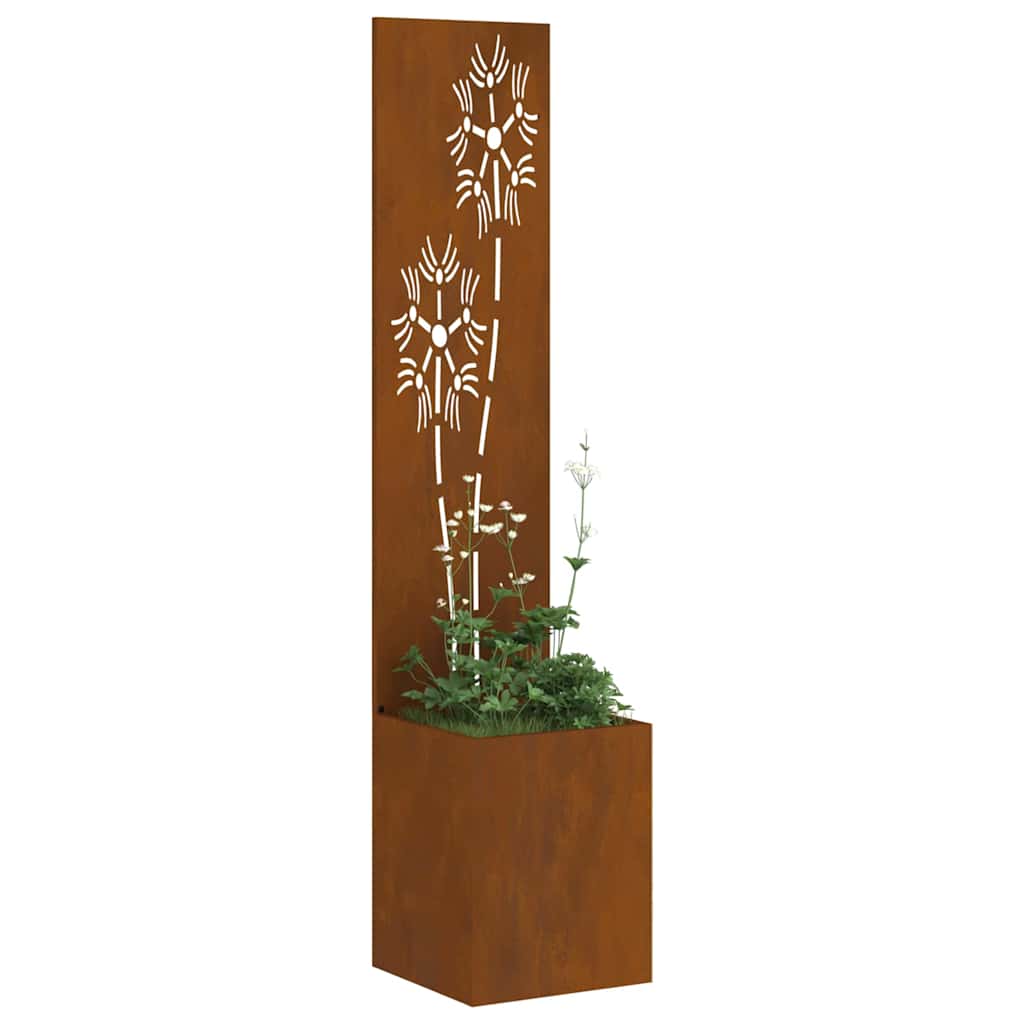 Vaso da Giardino con Pannello Decorativo Ruggine 32 x 140 cm
