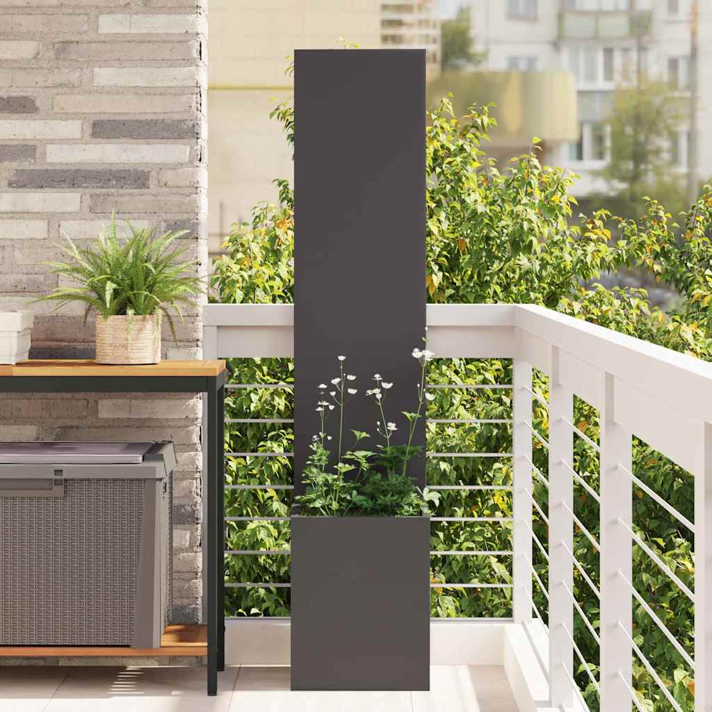 Vaso da Giardino con Pannello Decorativo Nero 32 x 140 cm