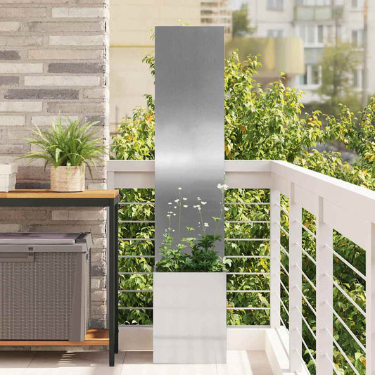 Vaso da Giardino con Pannello Decorativo Argento 32 x 140 cm