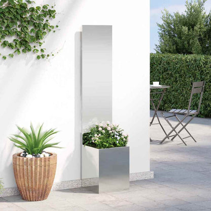 Vaso da Giardino con Pannello Decorativo Argento 32 x 140 cm