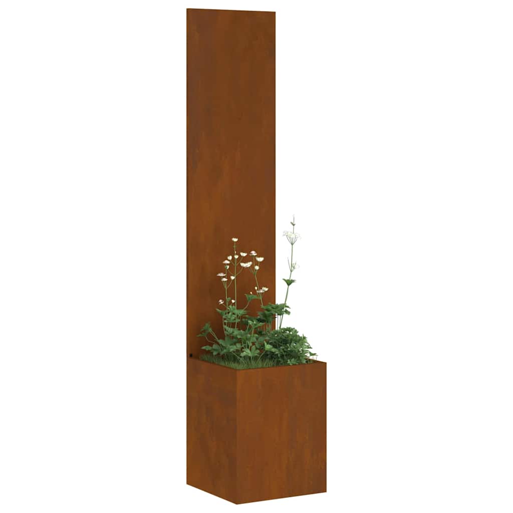 Vaso da Giardino con Pannello Decorativo Ruggine 32 x 140 cm