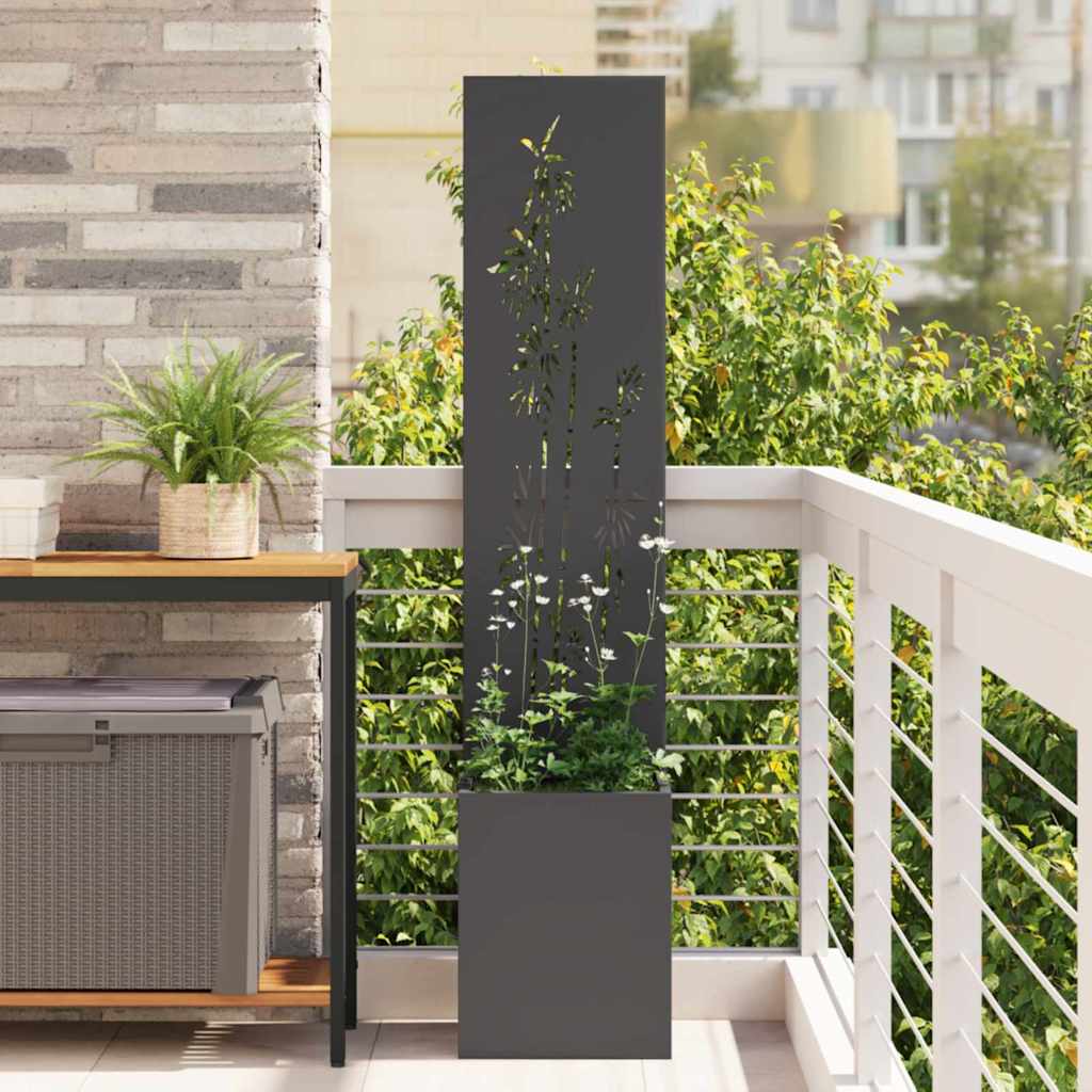 Vaso da Giardino con Pannello Decorativo Nero 32 x 140 cm