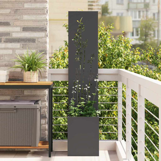 Vaso da Giardino con Pannello Decorativo Nero 32 x 140 cm