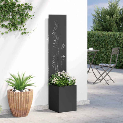 Vaso da Giardino con Pannello Decorativo Nero 32 x 140 cm