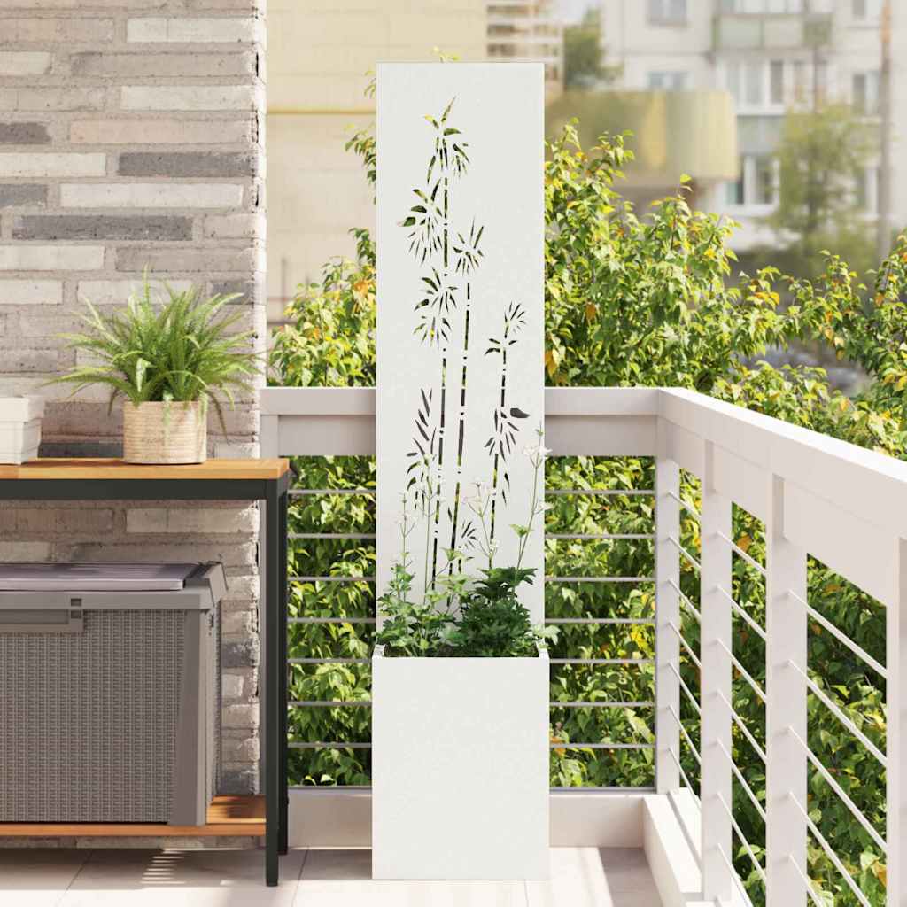 Vaso da Giardino con Pannello Decorativo Bianco 32 x 140 cm